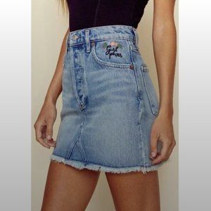 AGOLDE Quinn High Rise Girl Power Denim Skirt, Size 26